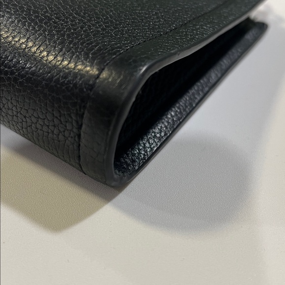 Tory Burch - Black Pebbled Leather Crossbody, Gold Horse Bit Chain - Picture 8 of 11